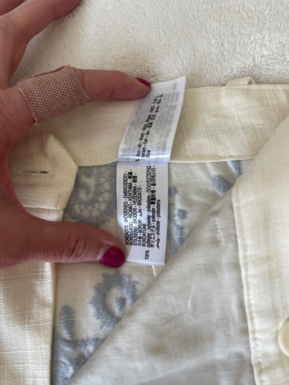 Zara Cream Pants with Blue Floral Embroidery - Picture 7 of 8